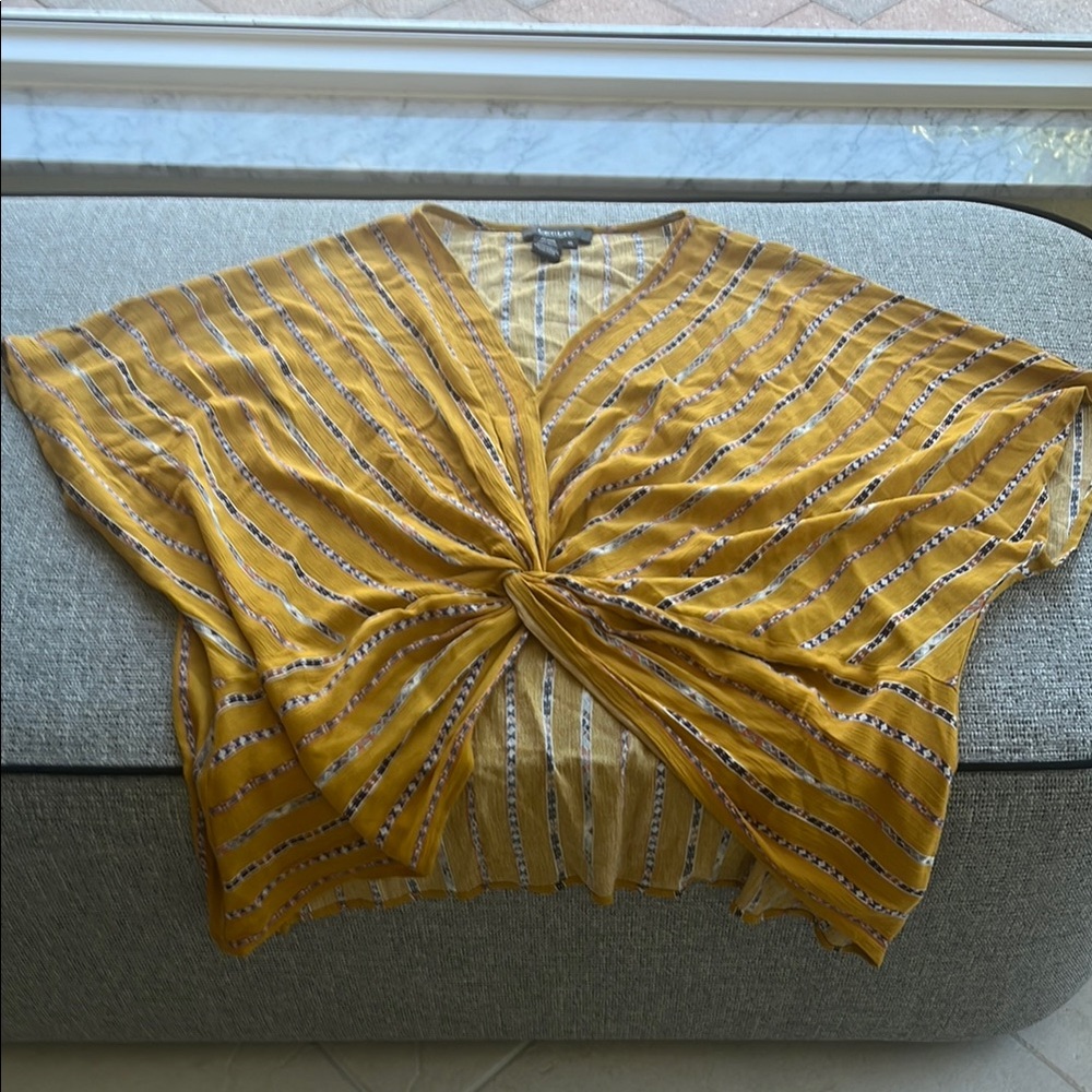 Yellow Striped Twist Front Top